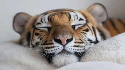 A close up of sleeping tiger