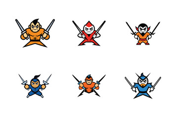 Naklejka premium Futuristic Mascot Logo with Dual Energy Katanas High Impact Design