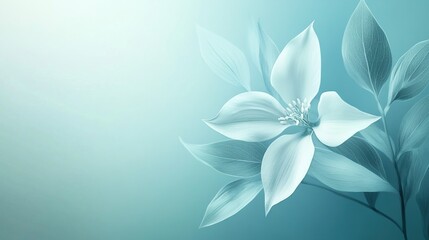 Serene Aqua Flower Blossom With Delicate Leaves