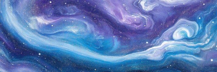 Whimsical cosmic patterns in blue and purple space nebula art image