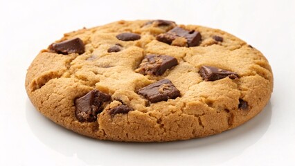 tempting tower of golden-brown chocolate chip cookies, freshly baked isolated white background
