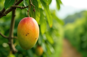 Mango tree and farm Blur background