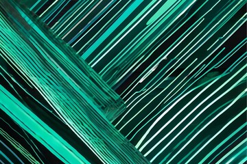 Abstract Emerald and Teal Background with Stripes and Neon Lights