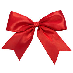 Red Satin Bow for Gift Wrapping Isolated Trasnparent Background, Png Isolated, Trasnparent Background