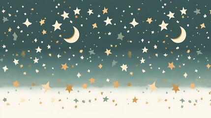 Night Sky Scene With Moons And Stars