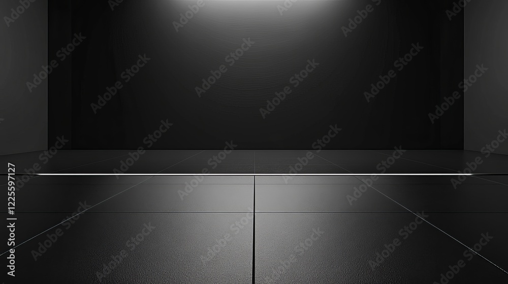Poster exploring the depths of minimalism with geometric shapes and shadows in a highly stylized, darkened 