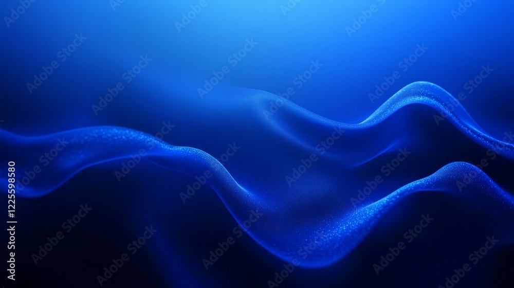 Poster Mysterious waves of deep blue water undulate gracefully beneath a serene surface, evoking a sense of calm and wonder in a tranquil underwater world