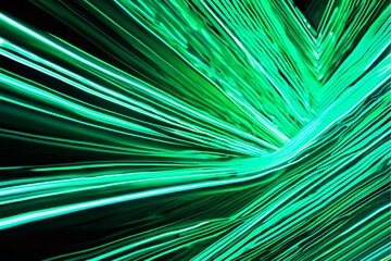 Emerald and Teal Abstract Background with Neon Glow and Stripes