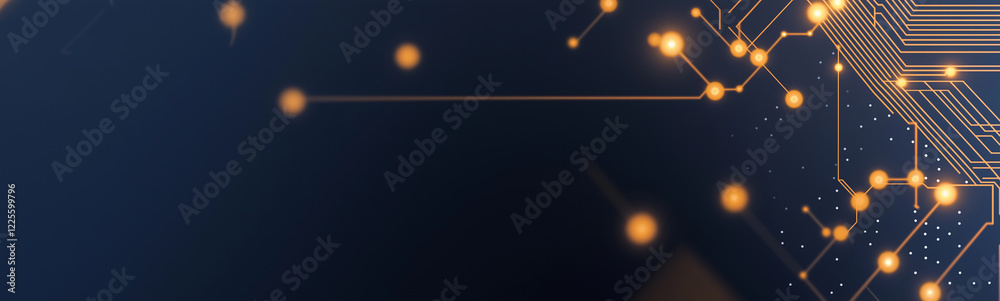 Poster Electronic circuit board showing data flowing and glowing connections