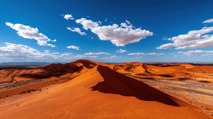 Fototapeta premium Stunning sandstone desert landscape with orange hills and blue sky
