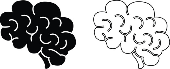 Human internal organ anatomy brain con Set. Brain mental healthcare sign collection flat and line vector isolated on transparent background. Science symbol skin layer intestine linear Pictogram.