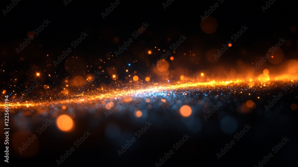 Leinwandbilder Vibrant cosmic swirl with shimmering particles illuminating the dark expanse in a surreal display of colors and light