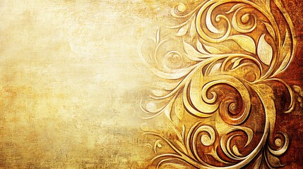 Golden Floral Design on Textured Background