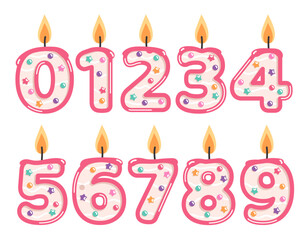 Candle figures, birthday number shapes, decorative cake lights