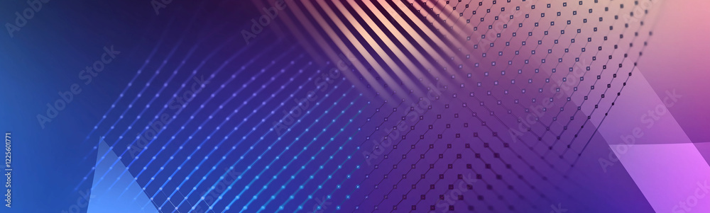 Poster Abstract technology background connecting dots and lines with purple gradient