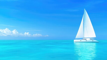 Fototapeta premium Sailboat gliding across calm turquoise waters on a sunny day