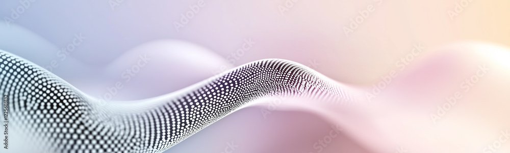 Poster Abstract particles flowing and forming a wave on colorful background