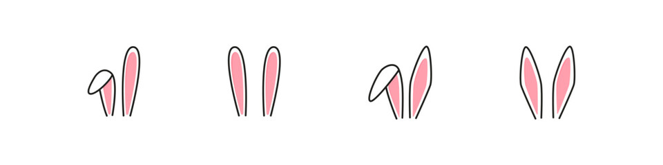 Rabbit ears icon. Bunny ear sign. Easter egg hunt hat. Line design bunny ears. Easter bunny showing his isolated ears.
