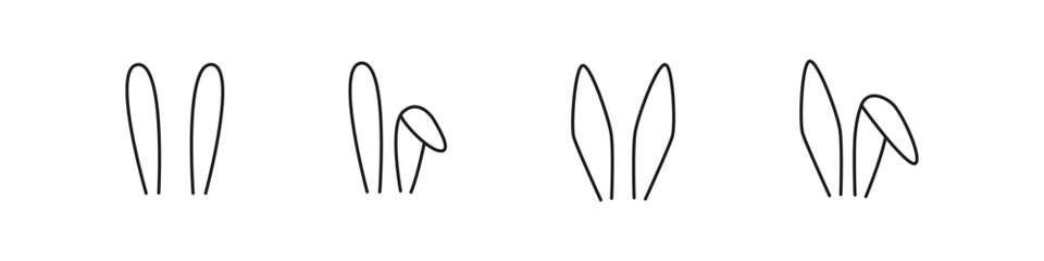 Rabbit ears icon. Bunny ear sign. Easter egg hunt hat. Line design bunny ears. Easter bunny showing his isolated ears.