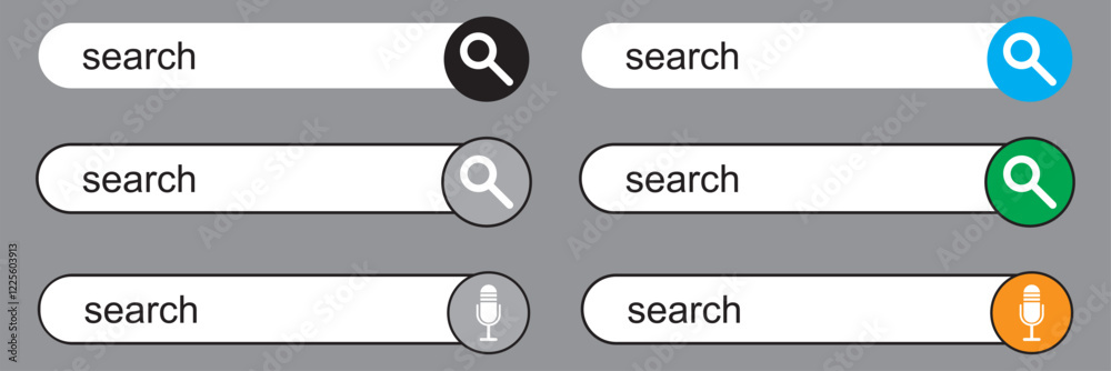 Poster search bar vector element design. set of search boxes ui template