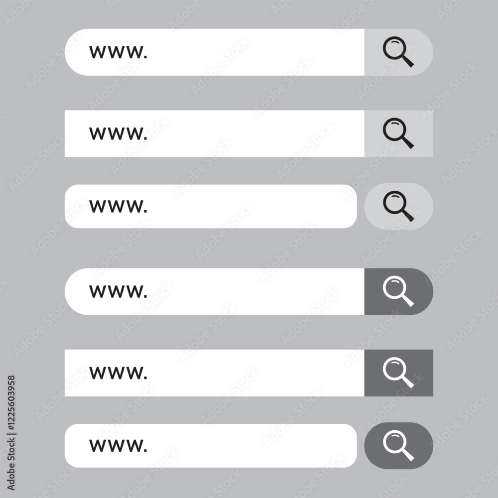 Poster search bar vector element design. set of search boxes ui template