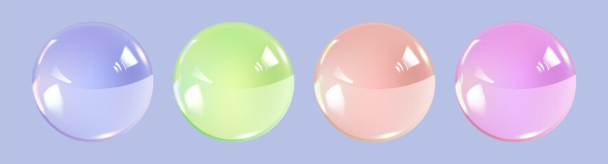 Realistic glossy  rainbow ball.Abstract 3D light bubble with glare.Geometric abstract  iridescent liquid shape.