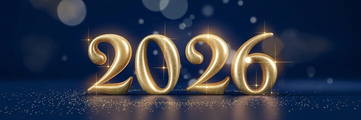 A gold number 2026 is shown on a blue background. preparation for new year