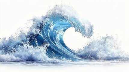 Wave in the ocean, isolated on a white background