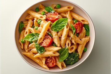 Crecimiento del amor con pasta al estilo del día de San Valentín decorada con frescura y color