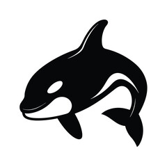 Naklejka premium Orca Head Silhouette Vector Art and Black Color Orca Design Illustration