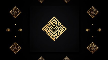 Gold Geometric Pattern On Black Background Design