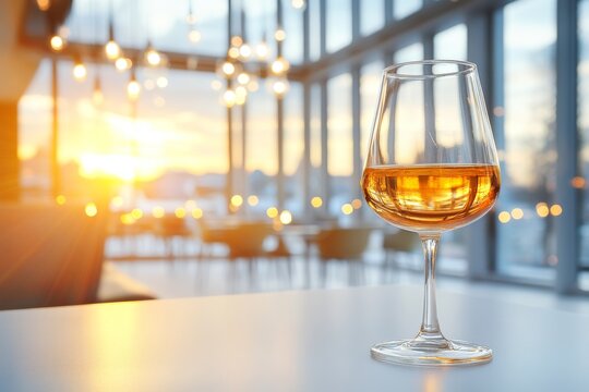 Serdetchki y atardecer en el d&iacute;a de San Valent&iacute;n, copa de licor en un ambiente acogedor