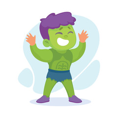 Happy Boy Superhero Wearing Colorful Costume Vector Illustration