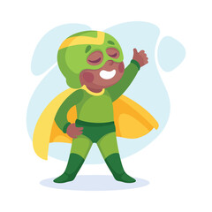 Happy Boy Superhero Wearing Colorful Costume Vector Illustration