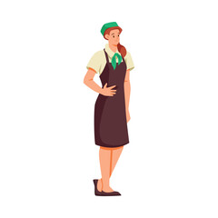Woman Supermarket Employee and Worker Standing Vector Illustration