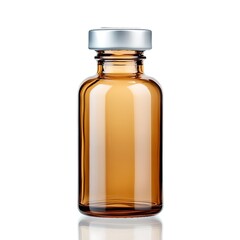 Glass medical bottle with liquid isolated on white background