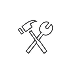 Wrench and hammer icon Vector logo set flat