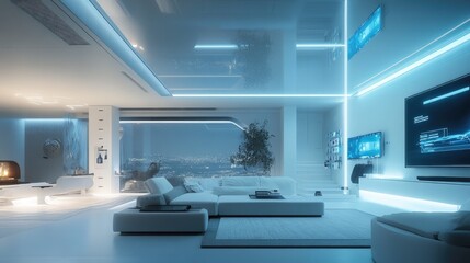 Futuristic Living Room Design, A Night in a Smart Home