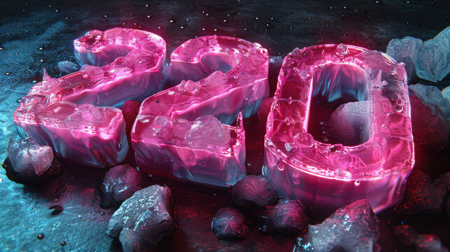 3D, gradient semi transparent glass melt, 3D number "220", edges, gradient, red glow, floating in mid air, emitting light from it. The background is black.