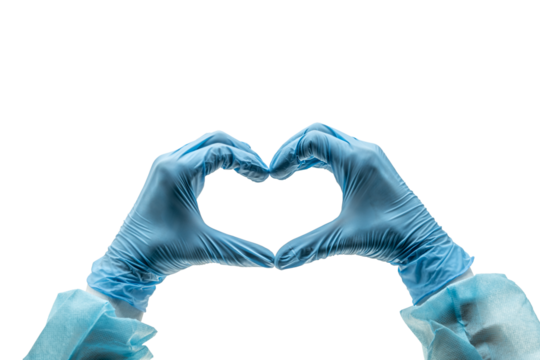 Doctor's Hands in Latex Gloves Forming a Heart Shape - Transparent PNG