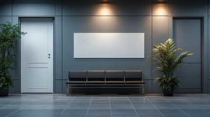 Sleek Office Lobby with Comfortable Seating. Generative AI