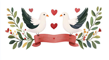 Obraz premium Two doves symbolizing love and harmony.