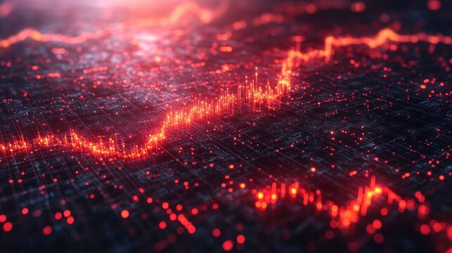 Red digital data flow, circuit background