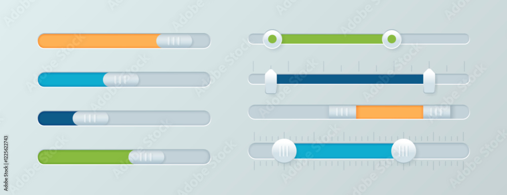 Fototapete scroll bar icons vector set. computer scrollbars, sliders, web design elements for website, graphic 