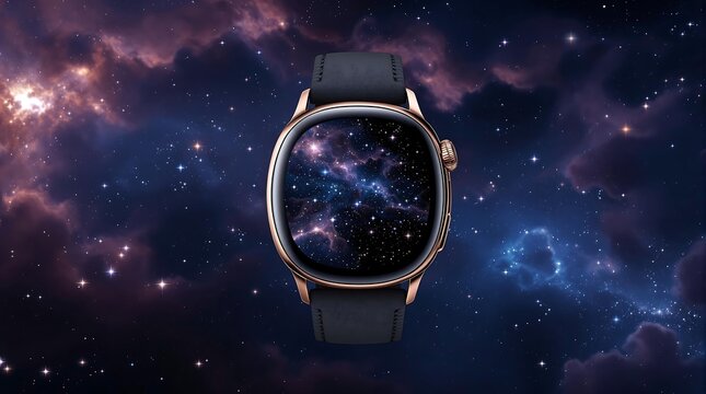 Futuristic Smartwatch with Cosmic Galaxy Display
Luxury Watch with Space-Inspired Digital Interface
Elegant Timepiece Featuring a Stunning Nebula Design - Powered by Adobe