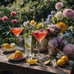 Write about a spring garden party with floral-infused cocktails.