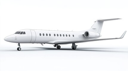 Obraz premium 3D render of a white airplane in side view, isolated on a white background