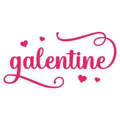 Galentine valentine typography text on plain white transparent isolated background for card, shirt, hoodie, sweatshirt, apparel, tag, mug, icon, poster or badge