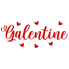 Galentine valentine typography text on plain white transparent isolated background for card, shirt, hoodie, sweatshirt, apparel, tag, mug, icon, poster or badge