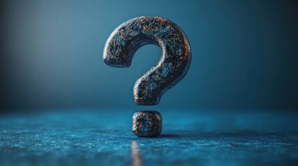 Rusty question mark, dark background, doubt, uncertainty